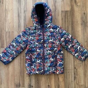 Joules Floral Unicorn Puffer Jacket